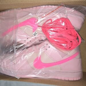 Nike Pink High-Top Sneakers with Hot Pink Swoosh